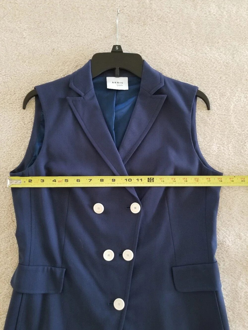 Akris Punto Navy Blue Double Breasted Sleeveless Blazer Vest Size 8